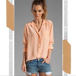🍑Equipment Brett Vintage Wash Blouse Peach Nectar